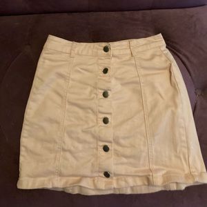 Light pink button up jean skirt